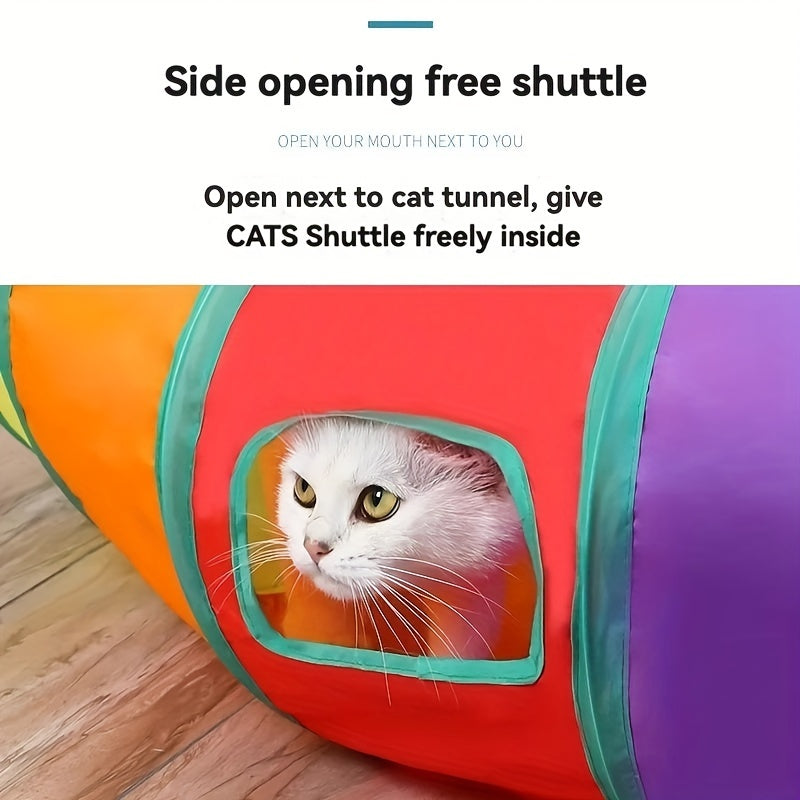 Foldable Pet Tunnel for Cats and Dogs, Polyester, Interactive Play and Training