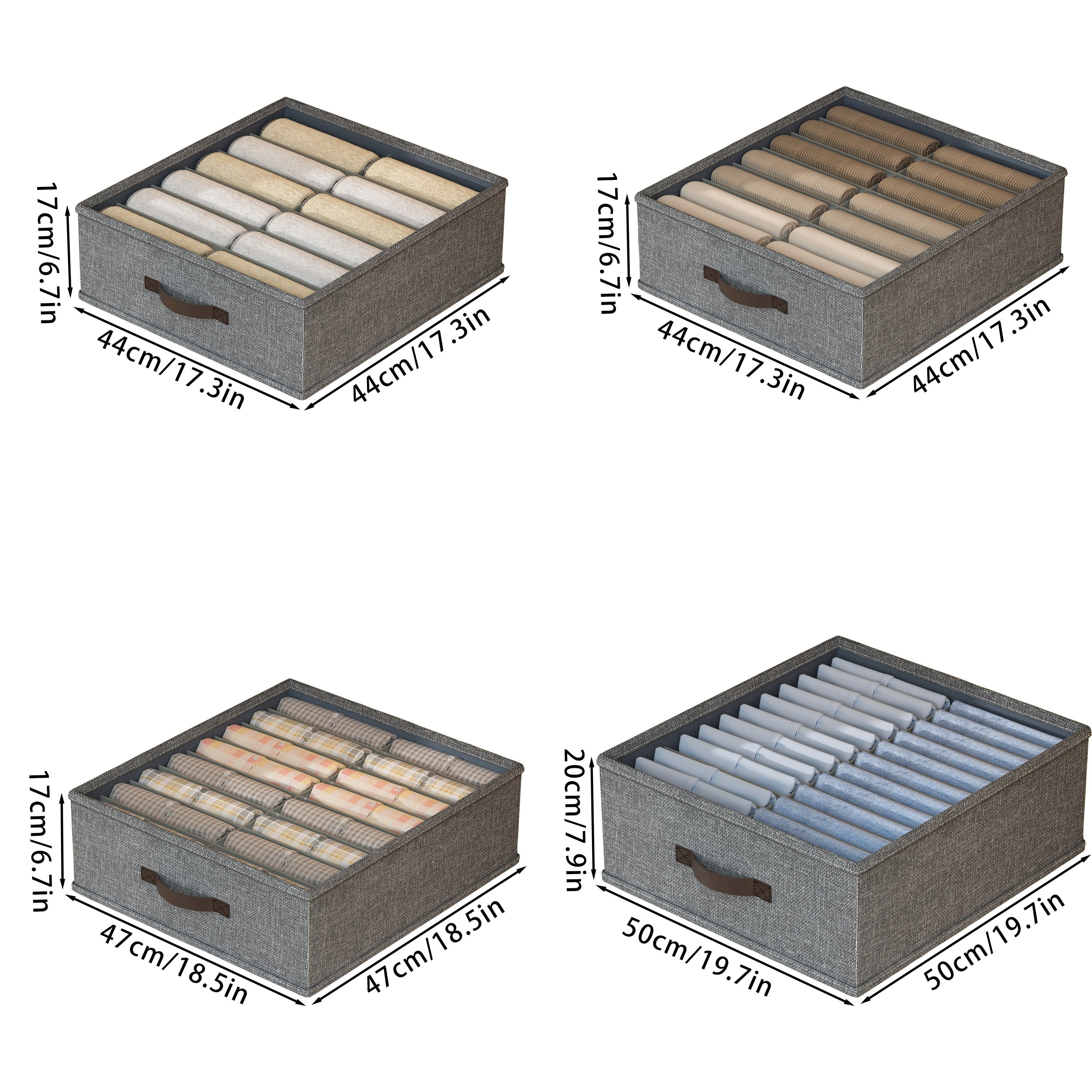 Minimalist Fabric Storage Box Foldable Beige Light Grey for Home Organization