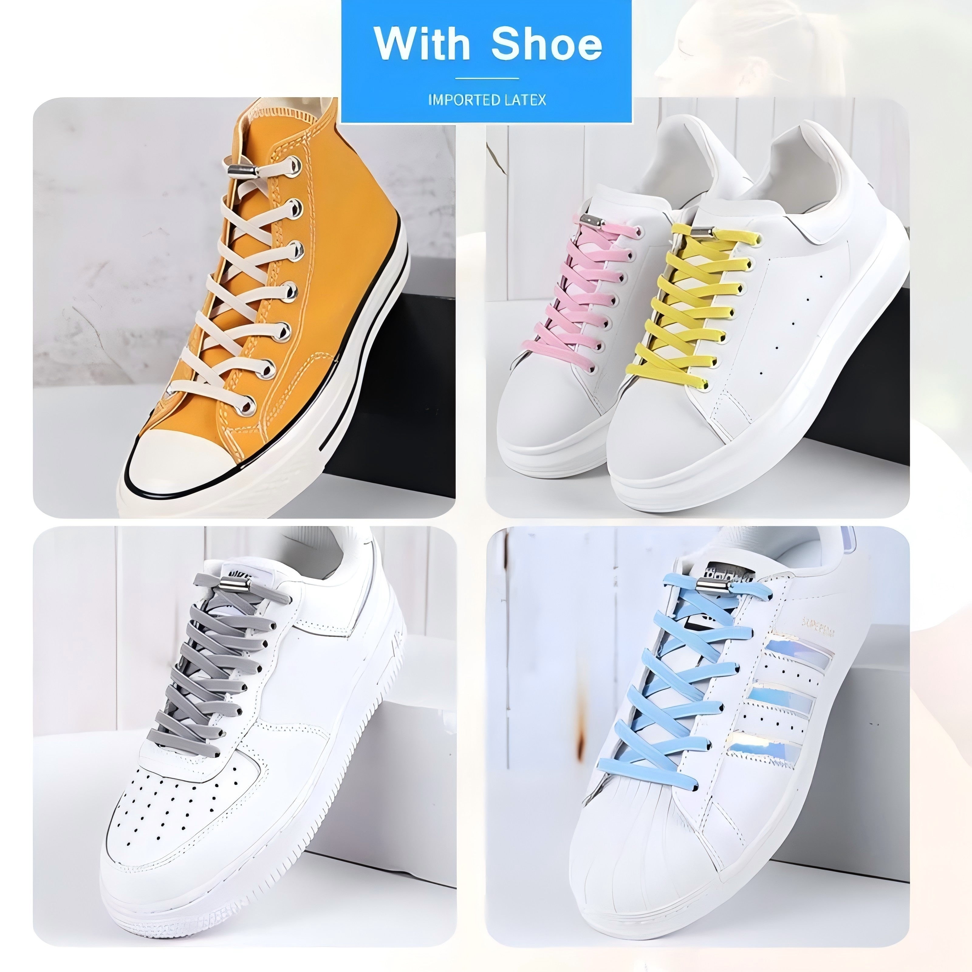 Unisex No-Tie Elastic Shoelaces Durable Polyester Spandex Sneaker Laces
