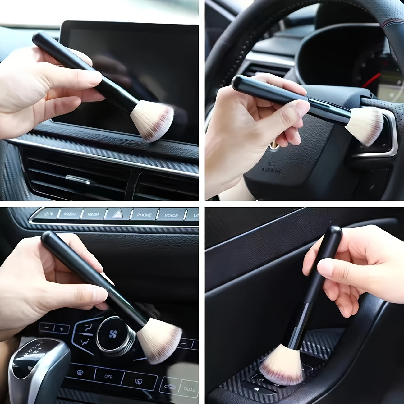 2pcs Microfiber Car Detailing Brush Soft Bristle Interior Vent Dash Cleaner