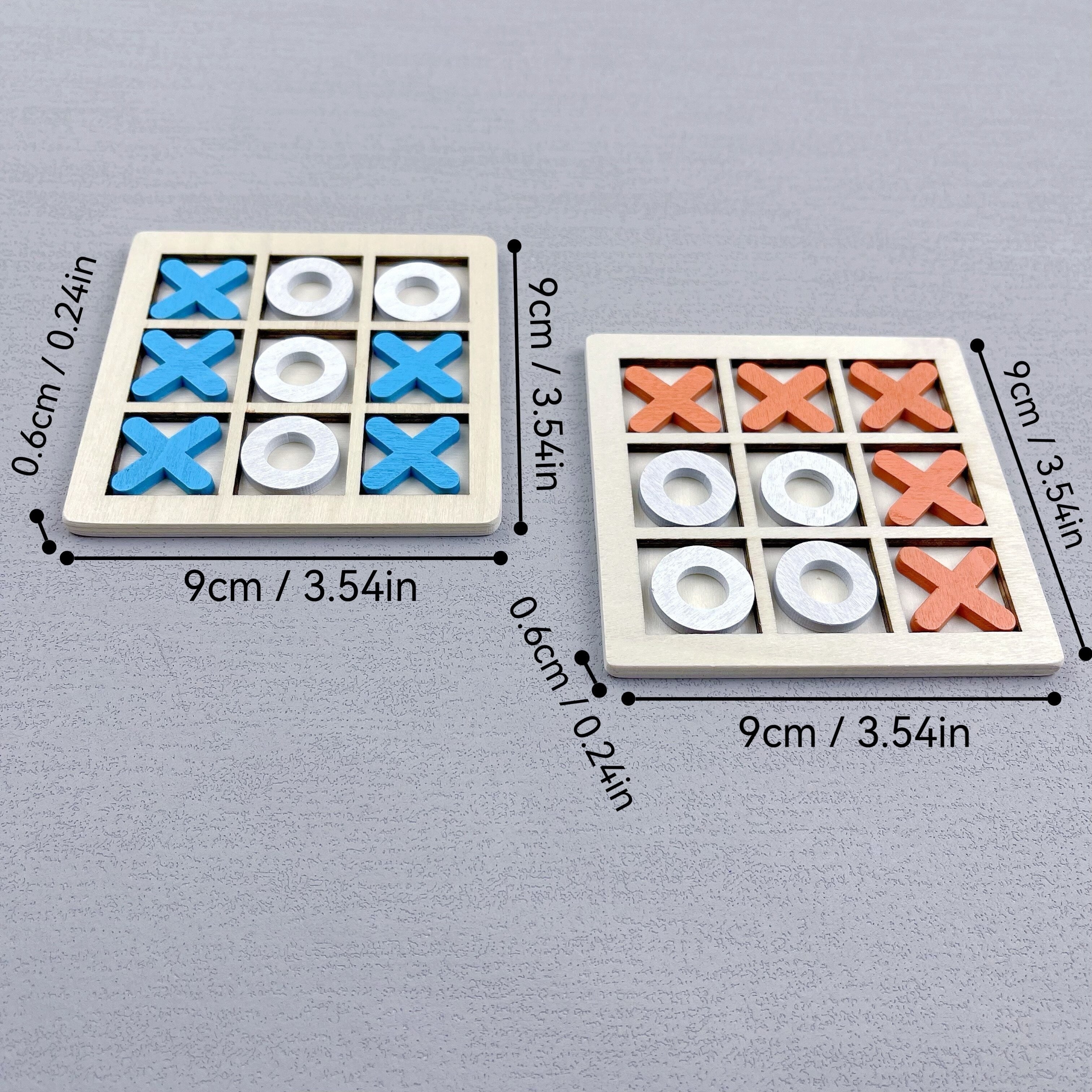 Juego de Tic Tac Toe de madera para niños a partir de 3 años con colores surtidos y tablero para dos jugadores