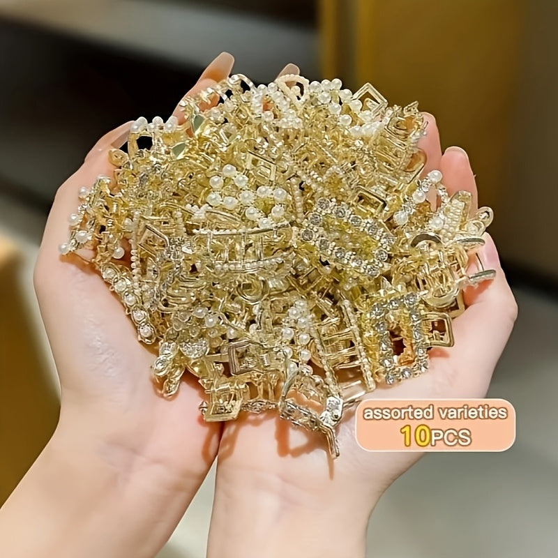 Elegant Pearl and Rhinestone Hair Clips Set for Women Alloy Vintage Tidy Hair