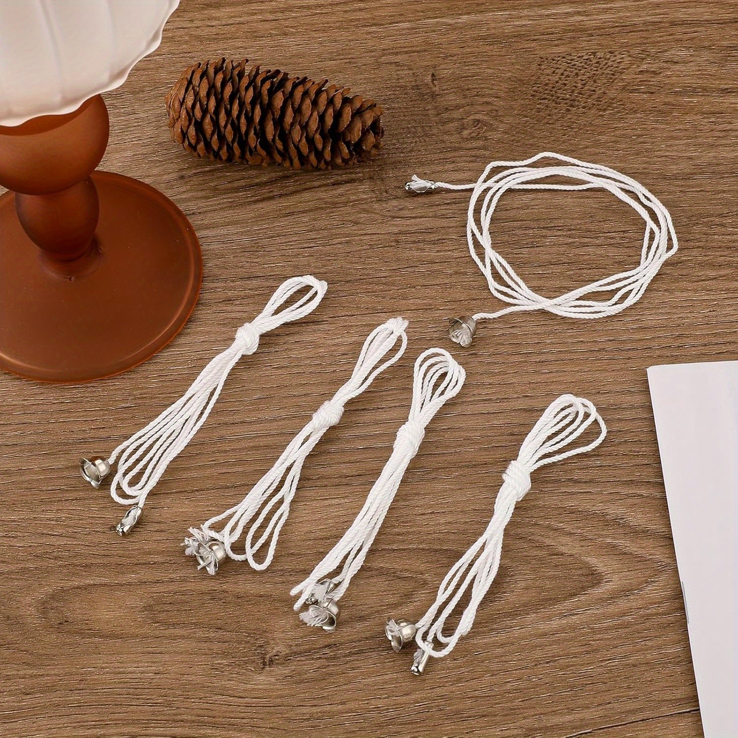 8 Pack White Nylon Ceiling Fan Pull Chain Extenders with Metal Connectors for Lights and Fans