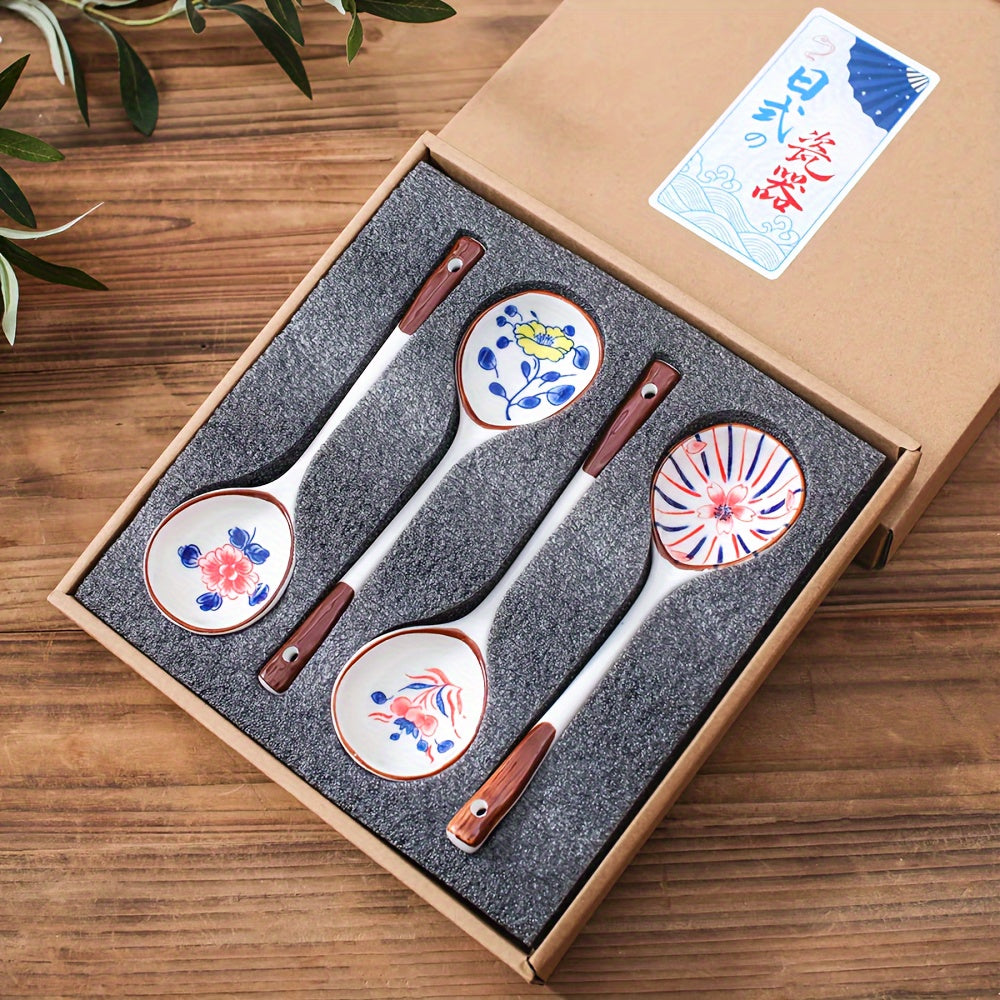 Ceramic Dessert Spoons Set 4/6 Piece Gift Box for Tableware and Gifts