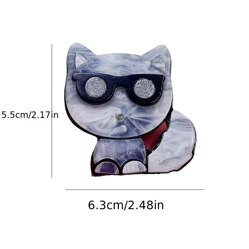 Ayollar va qizlar uchun shisha bilan hayvon brosh pin, zamonaviy multfilm mushuk aksessuari