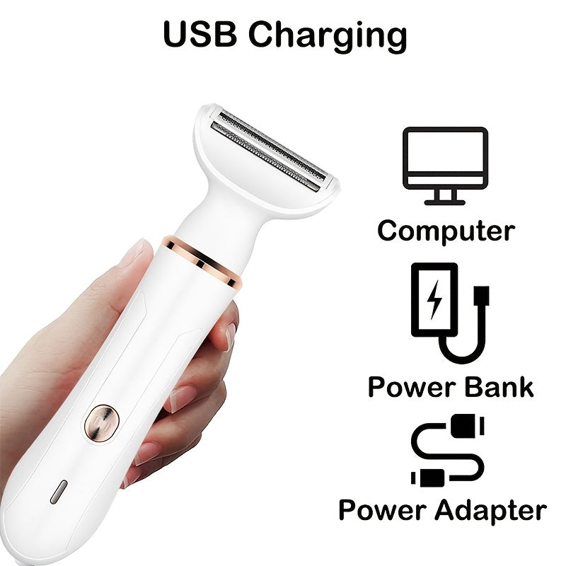 4-in-1 USB rechargeable electric hair remover for women bikini eyebrows nose legs portable shaver 500mAh