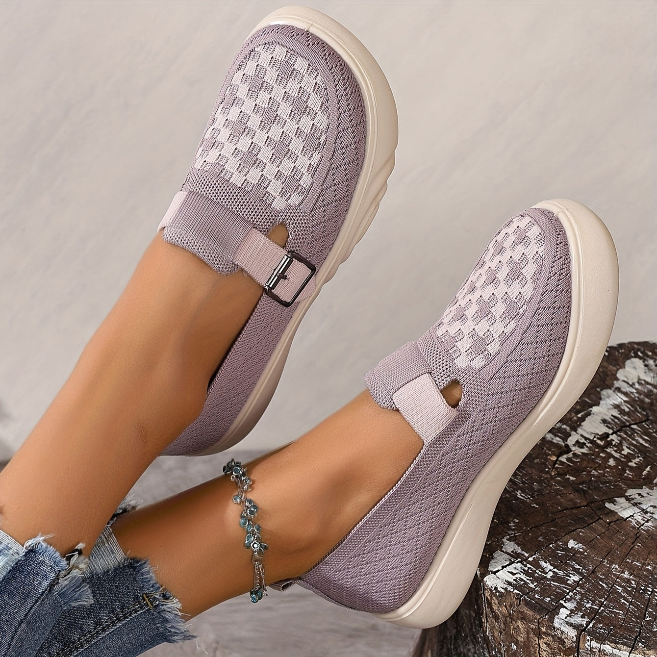 Women's Breathable Mesh Flat Shoes Casual Slip-On Loafers White