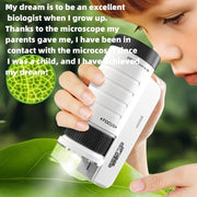 Mini Handheld Microscope for Kids 60X-200X with LED Light PVC Material Back-to-School Science Toy