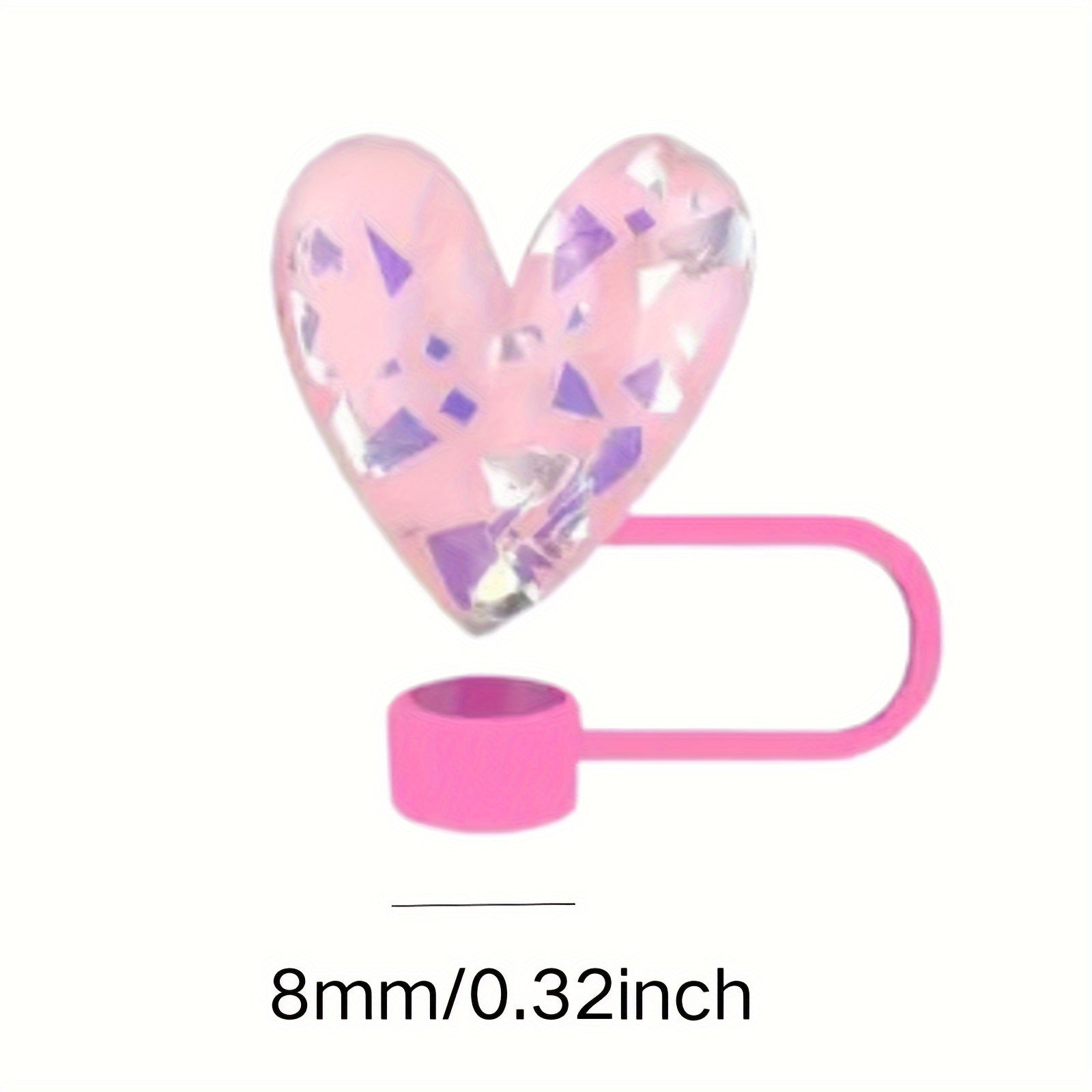 Set of 5 Heart-Shaped Resin Straw Toppers for 30oz and 40oz Tumblers Reusable Eco-Friendly Gift