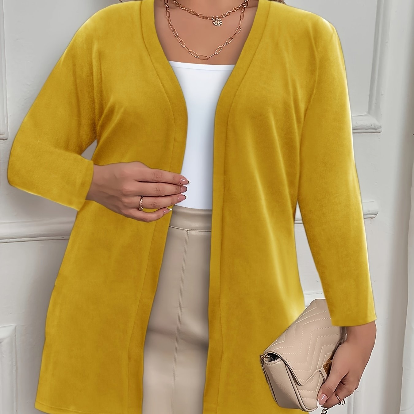 Plus Size Women's Long Sleeve Cardigan Lightweight Warm Fall Winter Solid Color