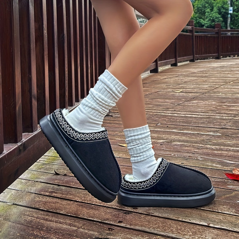 Женские плюшевые тапочки уютные тёплые нескользящие домашние обувь бежевый черный