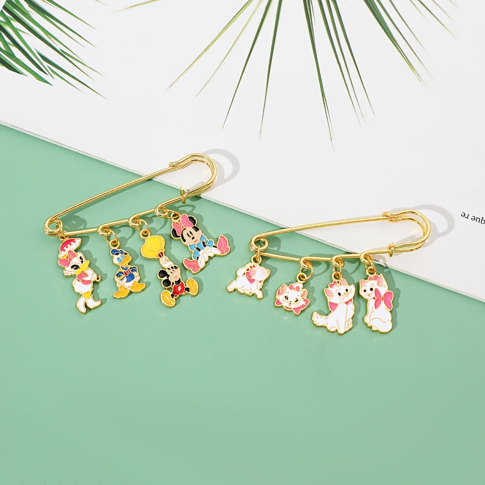 Juego de 2 pins de esmalte de Mickey, Minnie y Donald, personajes de dibujos animados para ropa, mochila, accesorios