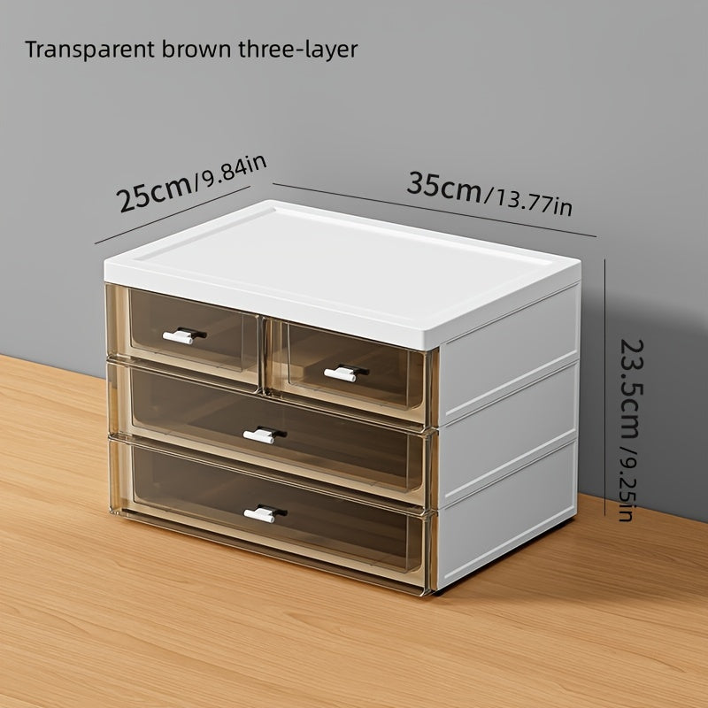 Большой пластиковый органайзер для стола с ящиком для косметики, офисных принадлежностей и туалетных принадлежностей