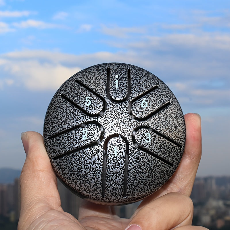 Steel Tongue Drum 3-Inch Stress Relief Meditation Musical Instrument with Drumsticks and Notes