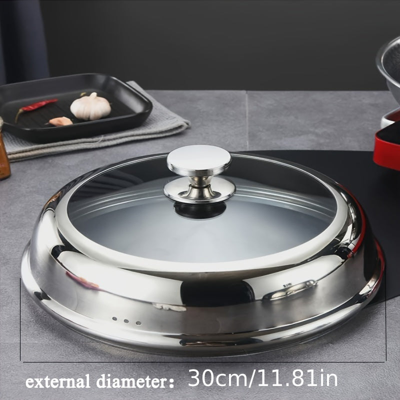 Stainless Steel Frying Pan and Steamer Lid with Glass Cover for Kitchen