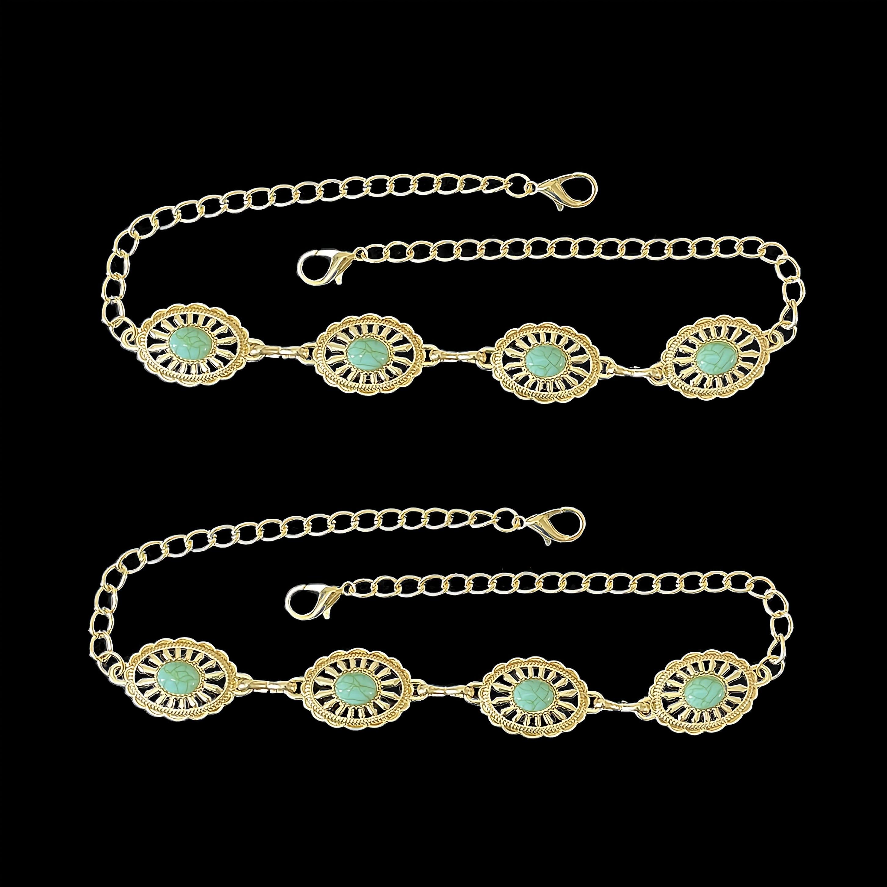 Women's Shoe Chains Bohemian Faux Turquoise Vintage Festive Gift 2 Pack
