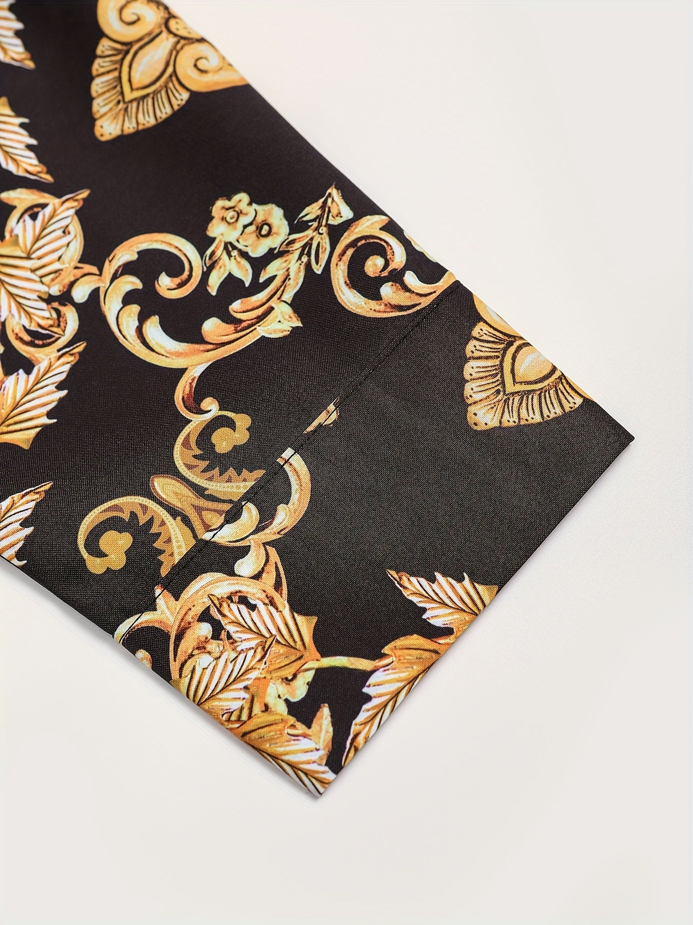 Men's Casual Printed Pajama Set with Long Sleeve Shirt and Elastic Waist Trousers