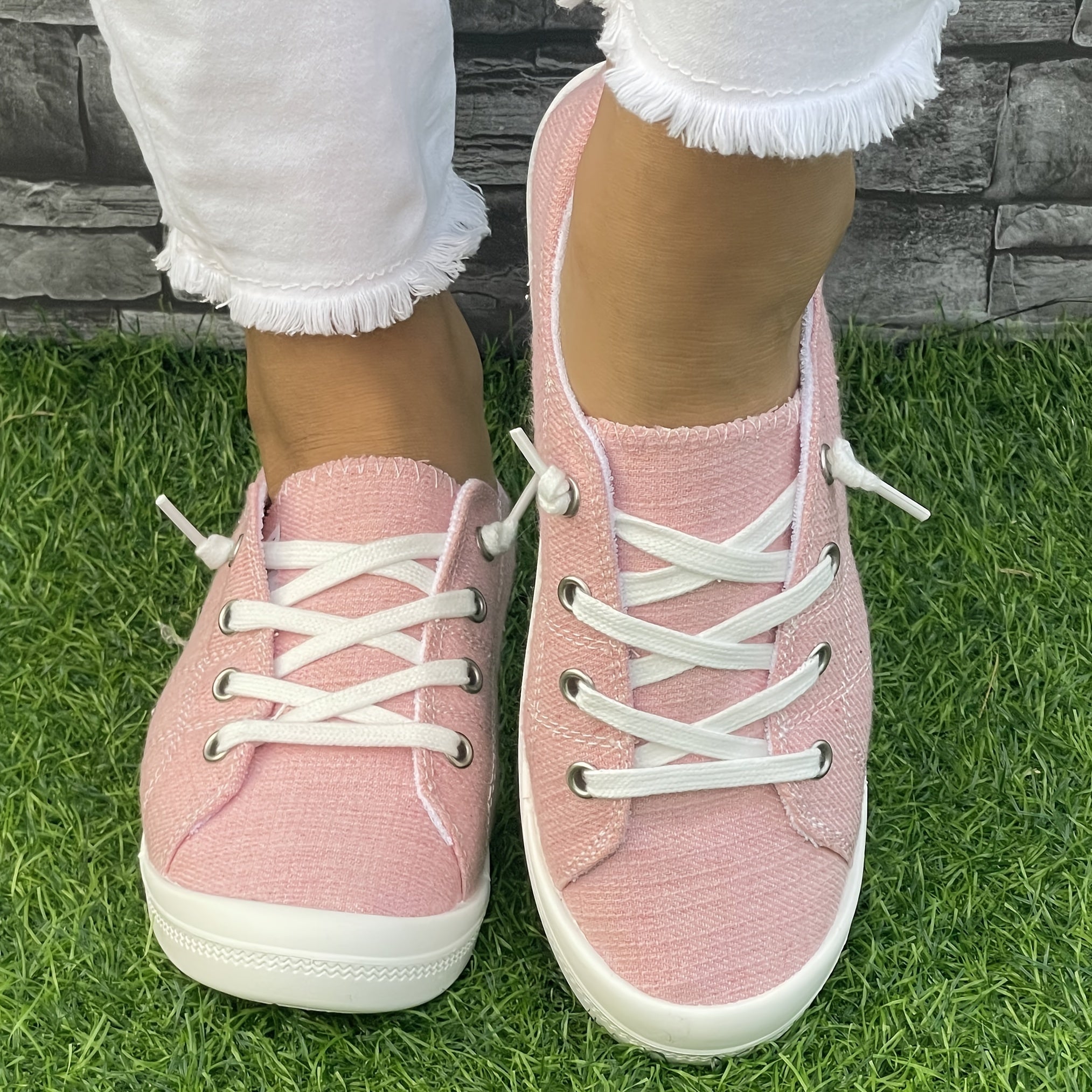 Women's Casual Solid Color Fabric Outdoor Work Shoes All-Season Lightweight