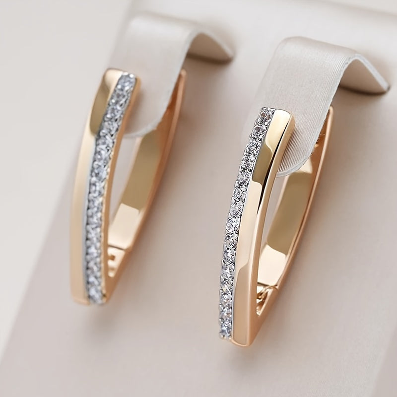 Silver and Gold Zirconia Hoop Earrings for Women Wedding Party Birthday