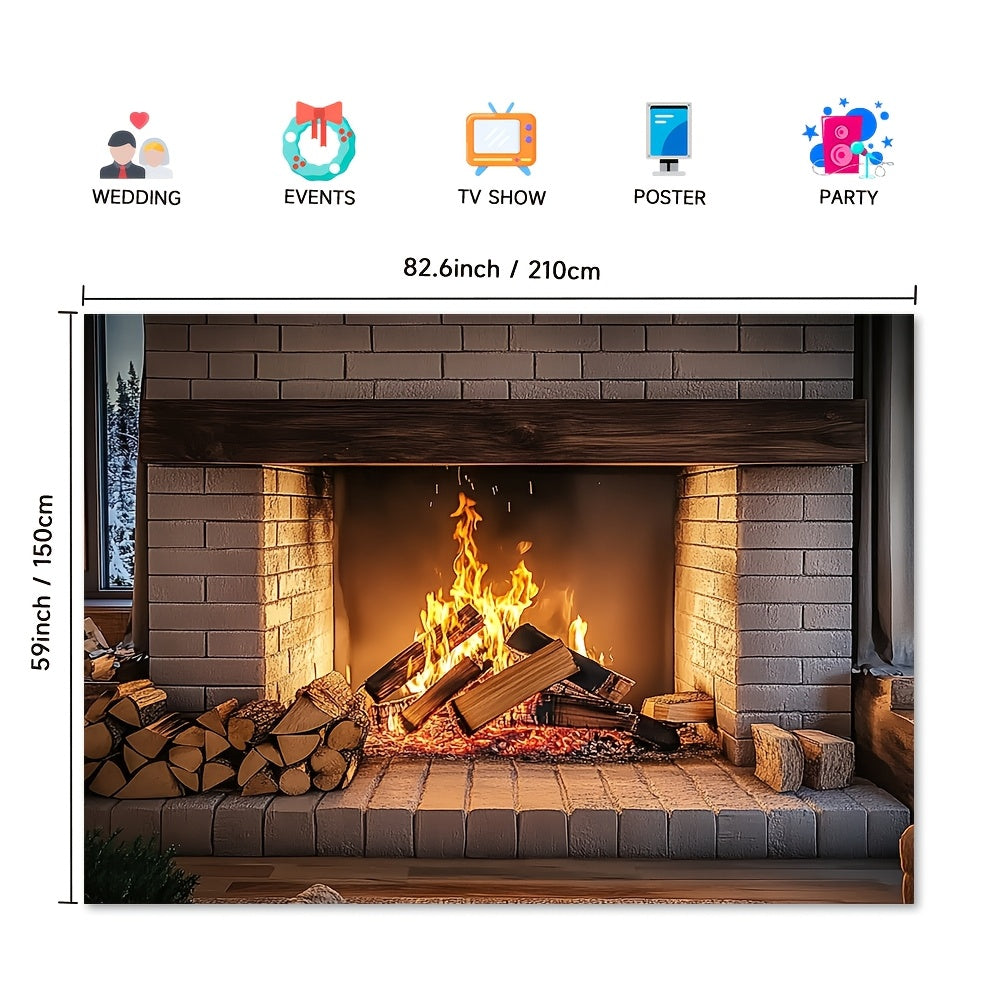 Multi-Functional Fireplace Backdrop for Festivals and Holiday Photos