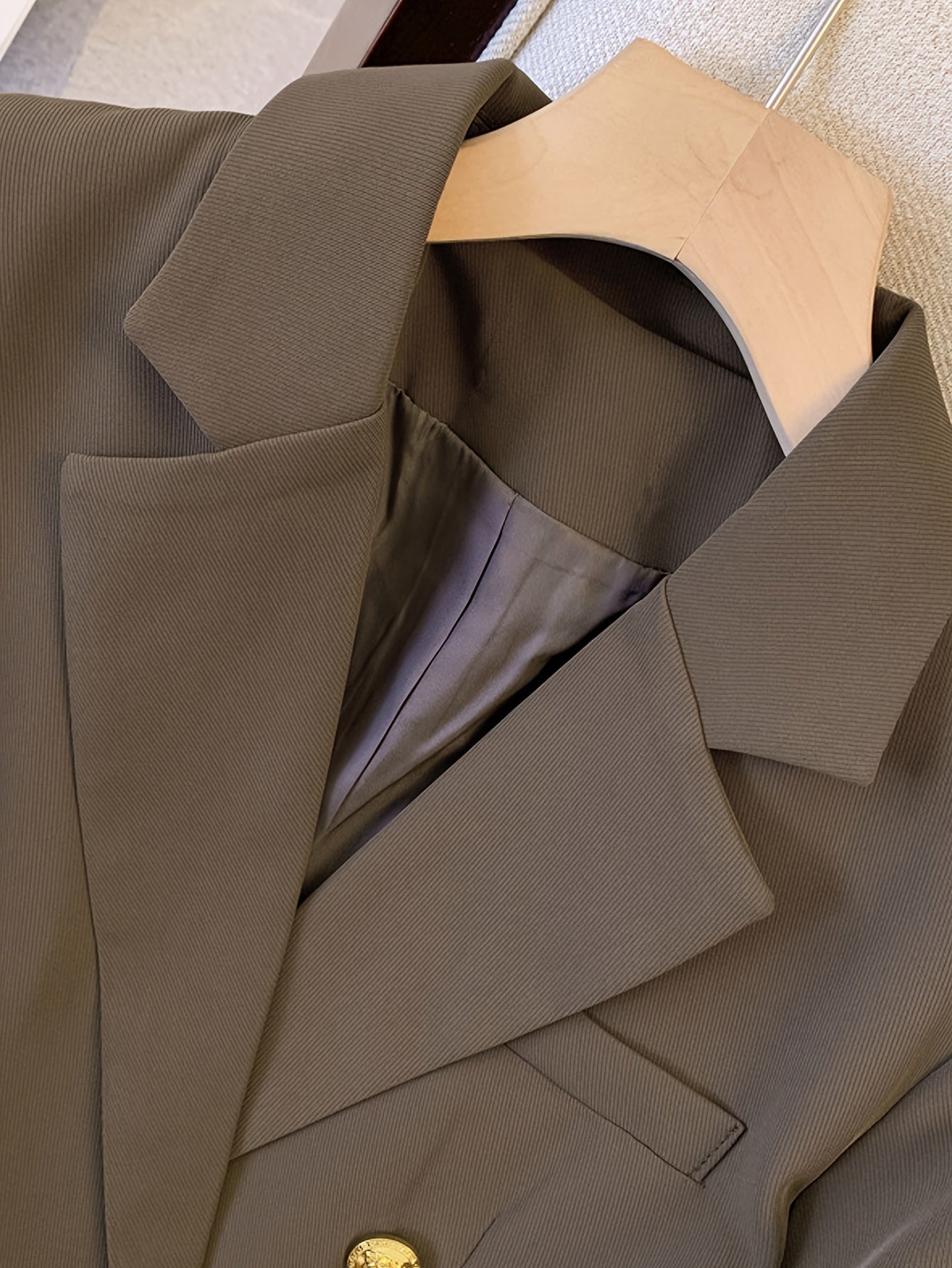 Sunygal Ayollar uchun Ikki Qavatli Blazer - Oddiy Rangda - Uzun Yengli, Odatdagi H-Fit Polyester Kostyum Jaqeti