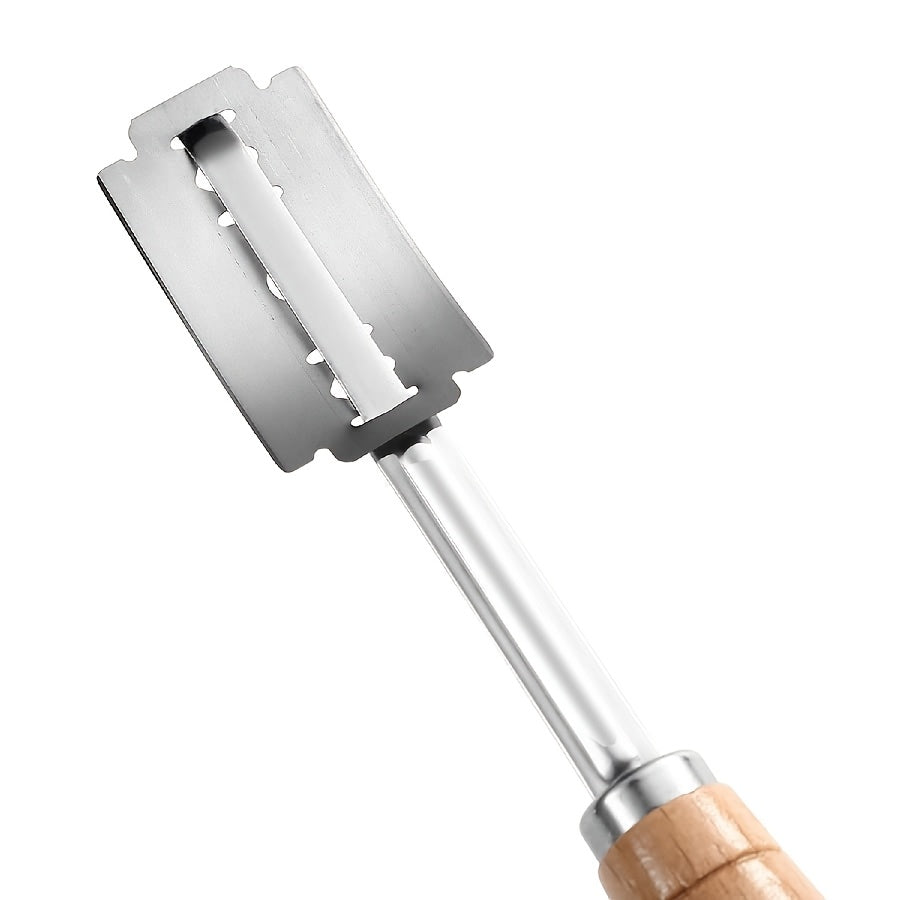 Stainless Steel Bread Lame with Curved Dough Scraper and Slicing Knife for Baguettes
