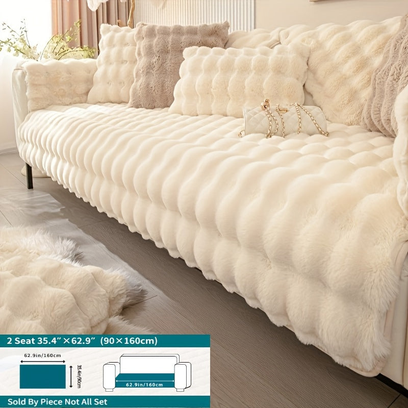 Winter Plush Sofa Cover Anti-Slip Dustproof Slipcover for Couch Living Room Bedroom