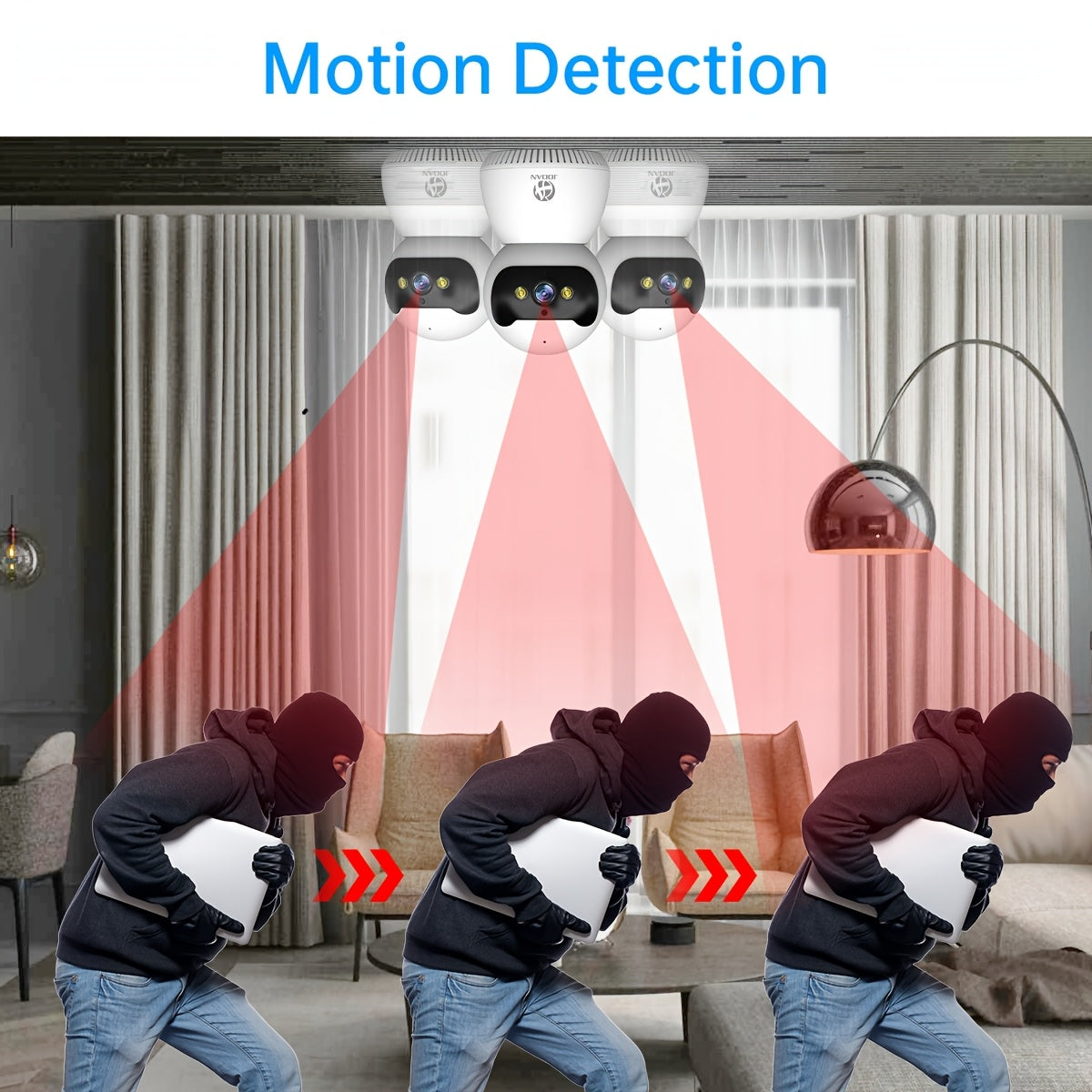 1080P HD WiFi камера безопасности с обнаружением движения, ночным видением, двусторонним звуком, панорамным обзором