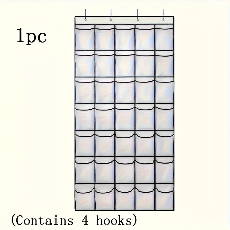 35 tarmoqli cho‘ntaklar va tutqichlar bilan oq eshik usti poyabzal tashkilotchisi, joyni tejash uchun