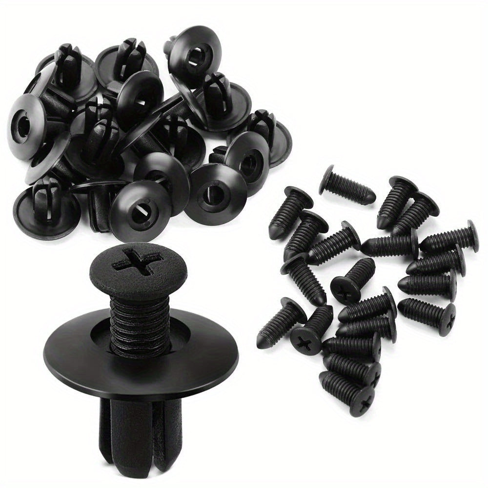 200 Pcs Black 8mm Plastic Fasteners Car Bumper Fender Rivets Push Clips