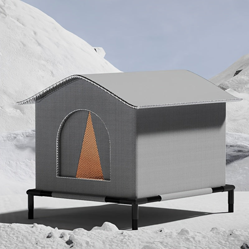 Outdoor Waterproof Cat Shelter with Stand and Warm Cushion for Stray Cats