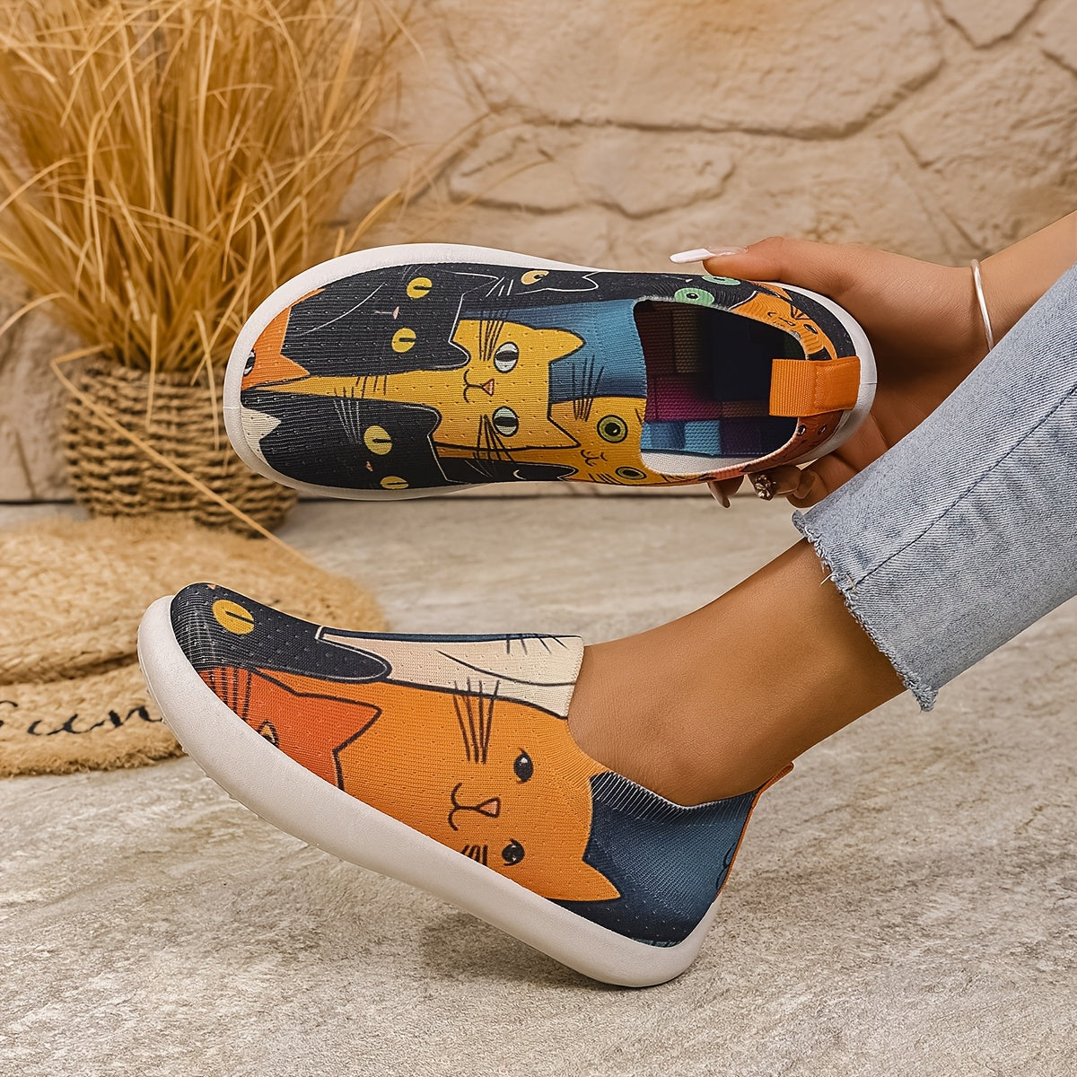 Women's Casual White Sneakers Wide Width Slip-On Summer Shoes