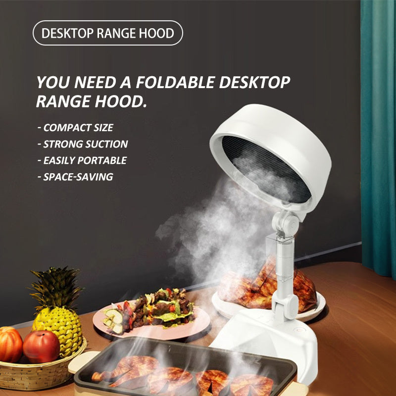 Campana extractora plegable con ventilador de escape de 3 velocidades para cocina interior, barbacoa, olla caliente, parrilla, recargable por USB, compacta, ligera, blanca