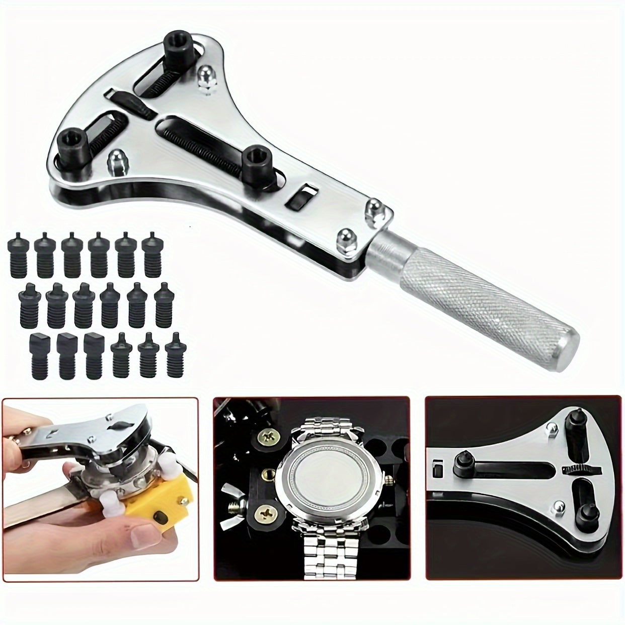 Professional Watch Repair Tool Kit with Adjustable Back Cover Opener and Screwdriver