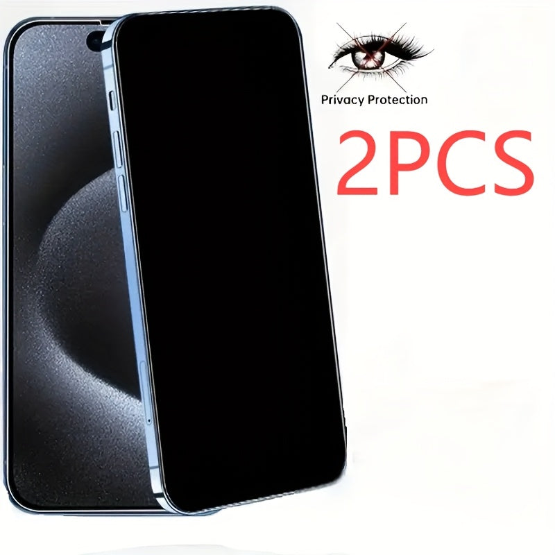Set of 2 Privacy Screen Protectors for iPhone 11-16 Series Tempered Glass Glossy Surface