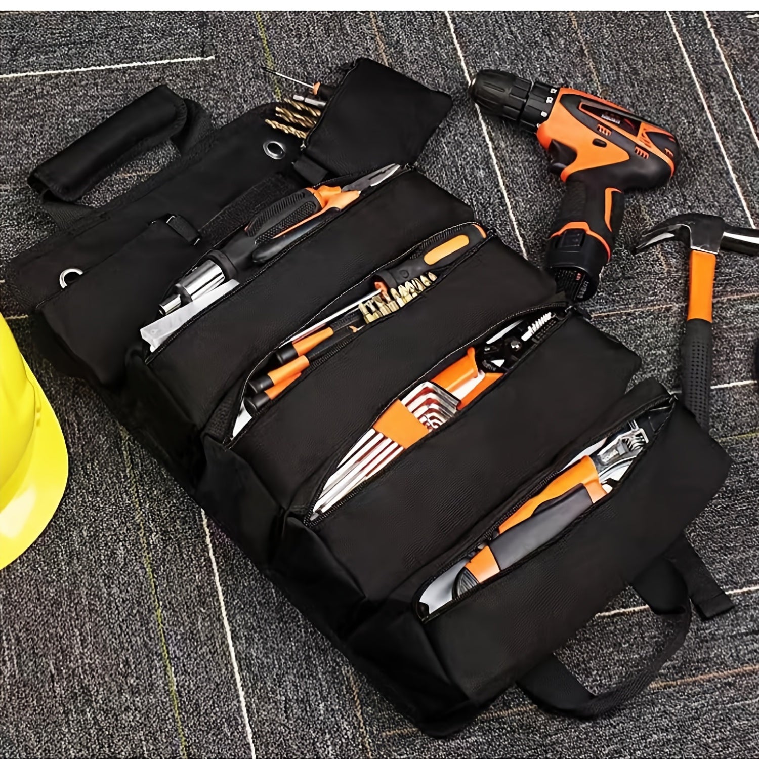 Waterproof Oxford Cloth Tool Bag for Professionals Durable Portable Foldable Green