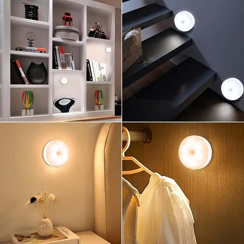Rechargeable Magnetic LED Motion Sensor Night Light for Bedroom Wardrobe Cabinet White