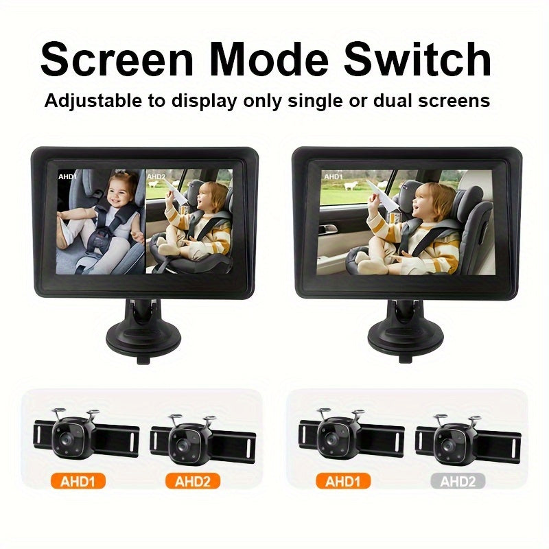 Espejo retrovisor de coche de doble canal de 12,7cm con cámara de seguridad de visión nocturna IR