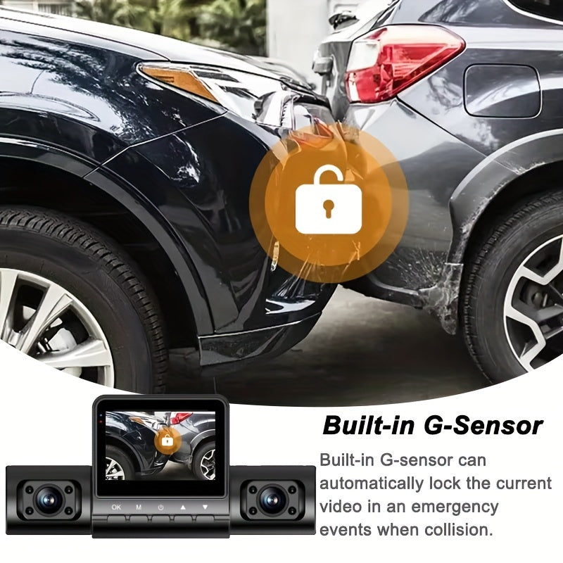 Cámara de tablero para vehículo de 4 canales, 1080P frontal y 720P trasero, visión nocturna, grabación en bucle, monitor de estacionamiento