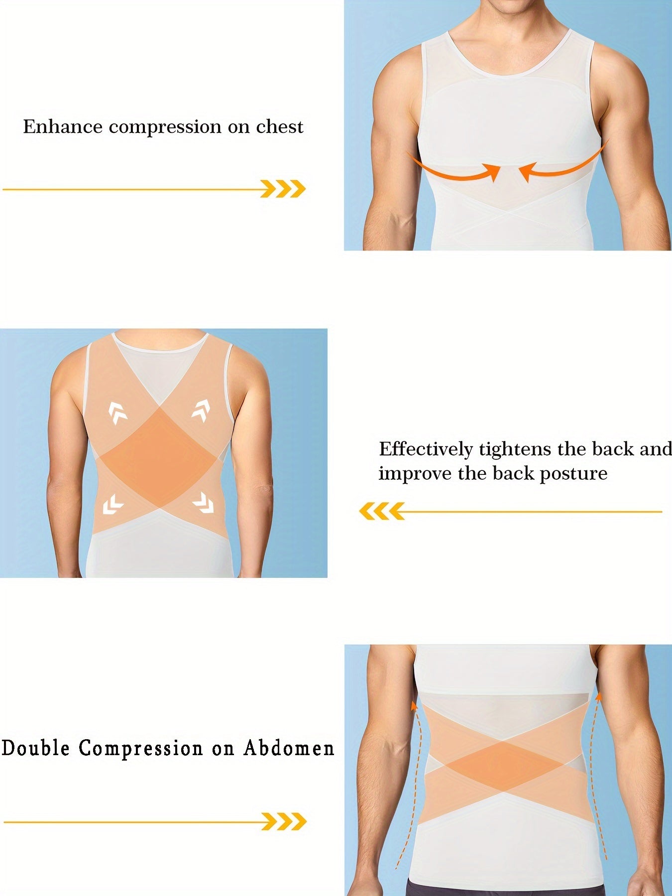 Men's Compression Tank Top Tummy Control Sleeveless Body Shaper Nylon Spandex