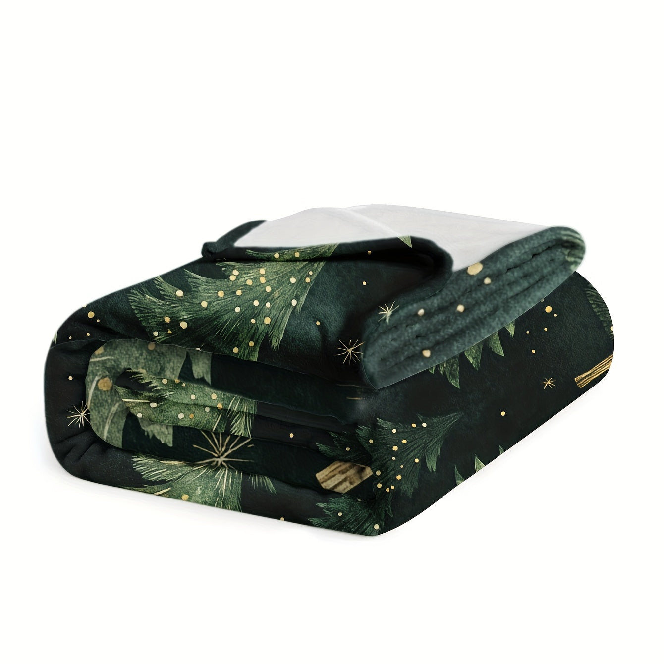 Green Christmas Tree Print Flannel Fleece Throw Blanket Soft Warm Machine Washable