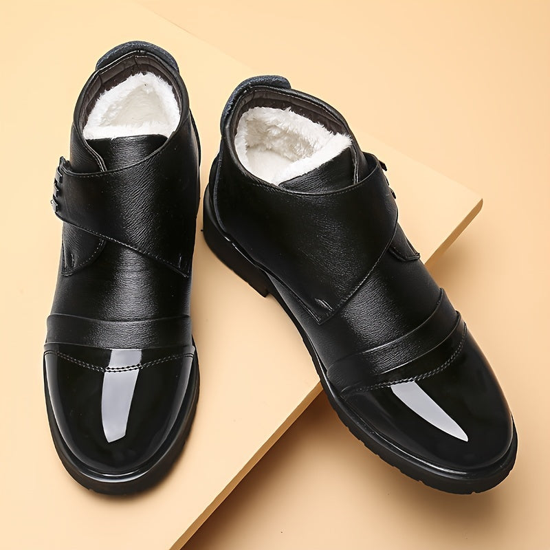 Men's Winter Fleece-Lined Casual Shoes Rubber Sole Solid Color Outdoor