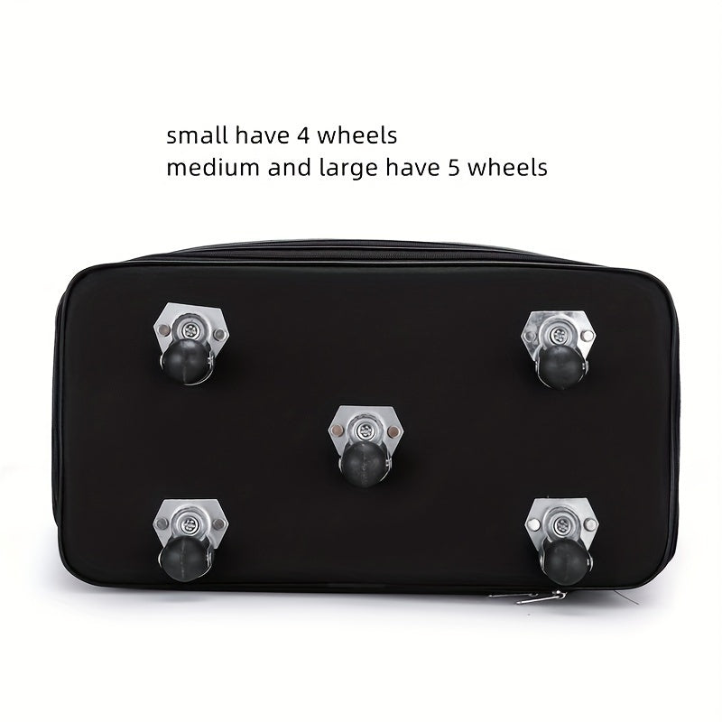 Multilayer Wheeled Duffel Bag Lightweight Nylon Travel Trolley Suitcase Black