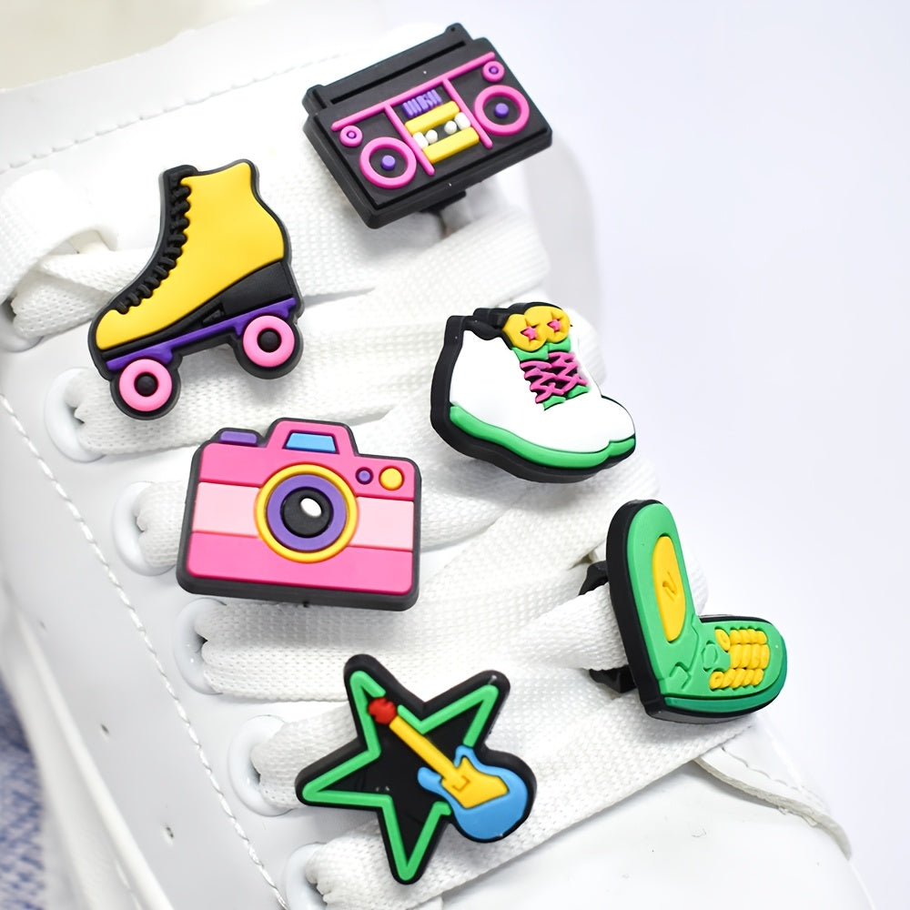 9Pcs Kids Plastic Shoelace Charms Set - 90s Theme Cartoon Decorative Accessories