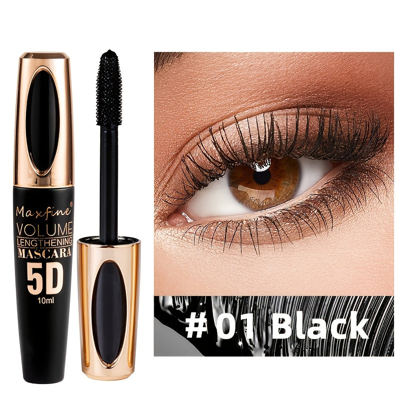 Women Silk Fiber Mascara Black Waterproof Volumizing Lengthening Long Lasting