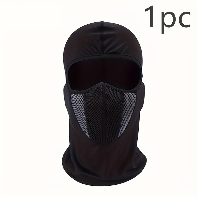 Pantalla facial de malla con protección UV para adultos, ajustable, de punto de poliéster para ciclismo y motocicleta
