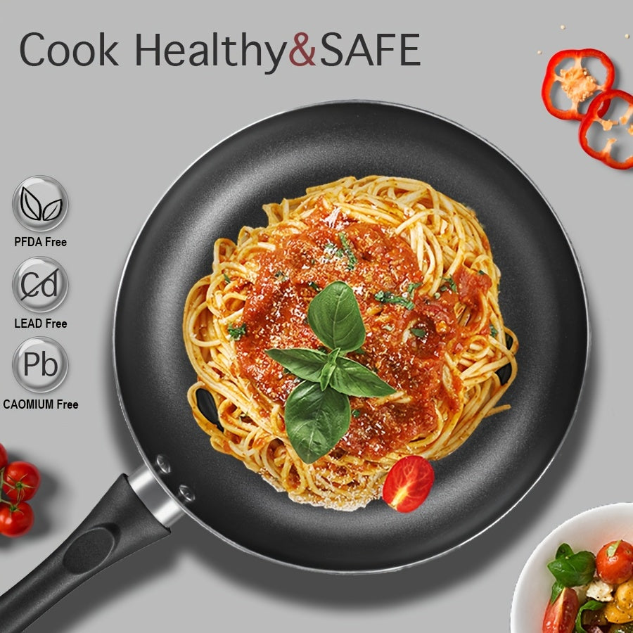 Juego de utensilios de cocina de cerámica antiadherente de 6 piezas con olla de stock, sartenes y tapas para cocinas de inducción y gas