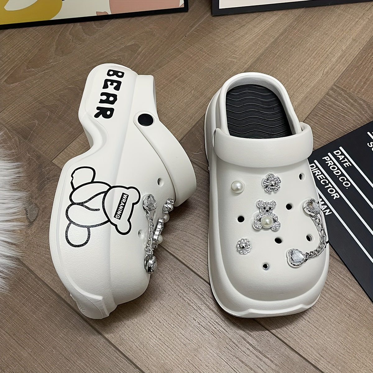 Kids Silver Plush Sole Hole Shoes for Casual Wear