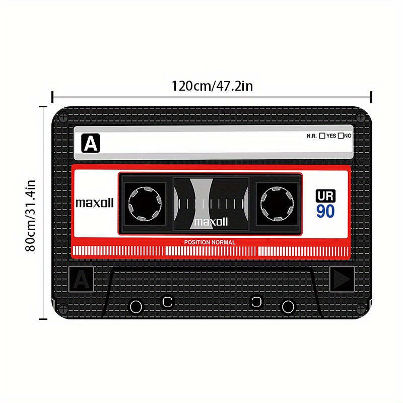 Retro Kasseta Lenta Ilhomlangan Eski Mat - Yorqin, Sirpanmas va Dog'ga Bardoshli Oshxona Gilami Uy Dizayni, Kirish Joyi va Esik Oldi Uchun