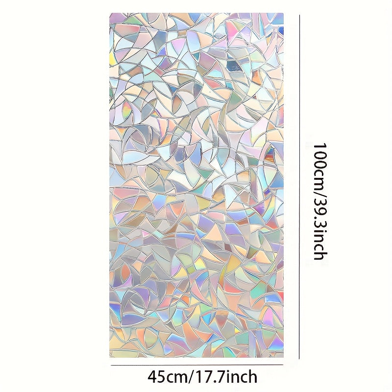 Privacy Window Film Cling Sticker 3D Rainbow Vinyl for Glass Doors Bathrooms